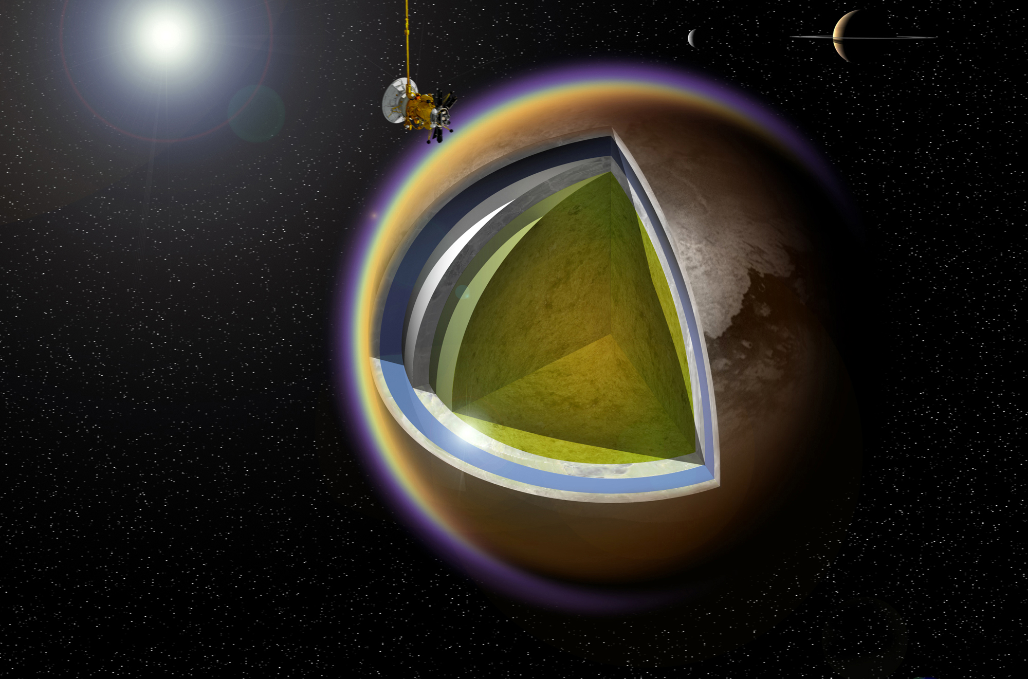 NASA Spacecraft Buzzes Saturn's Largest Moon Titan for 100th Time